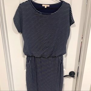 Striped Navy Blue Fitted Dress